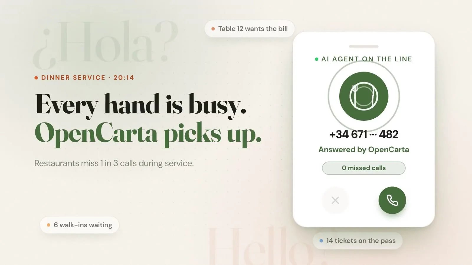 OpenCarta, AI phone agent answering restaurant calls
